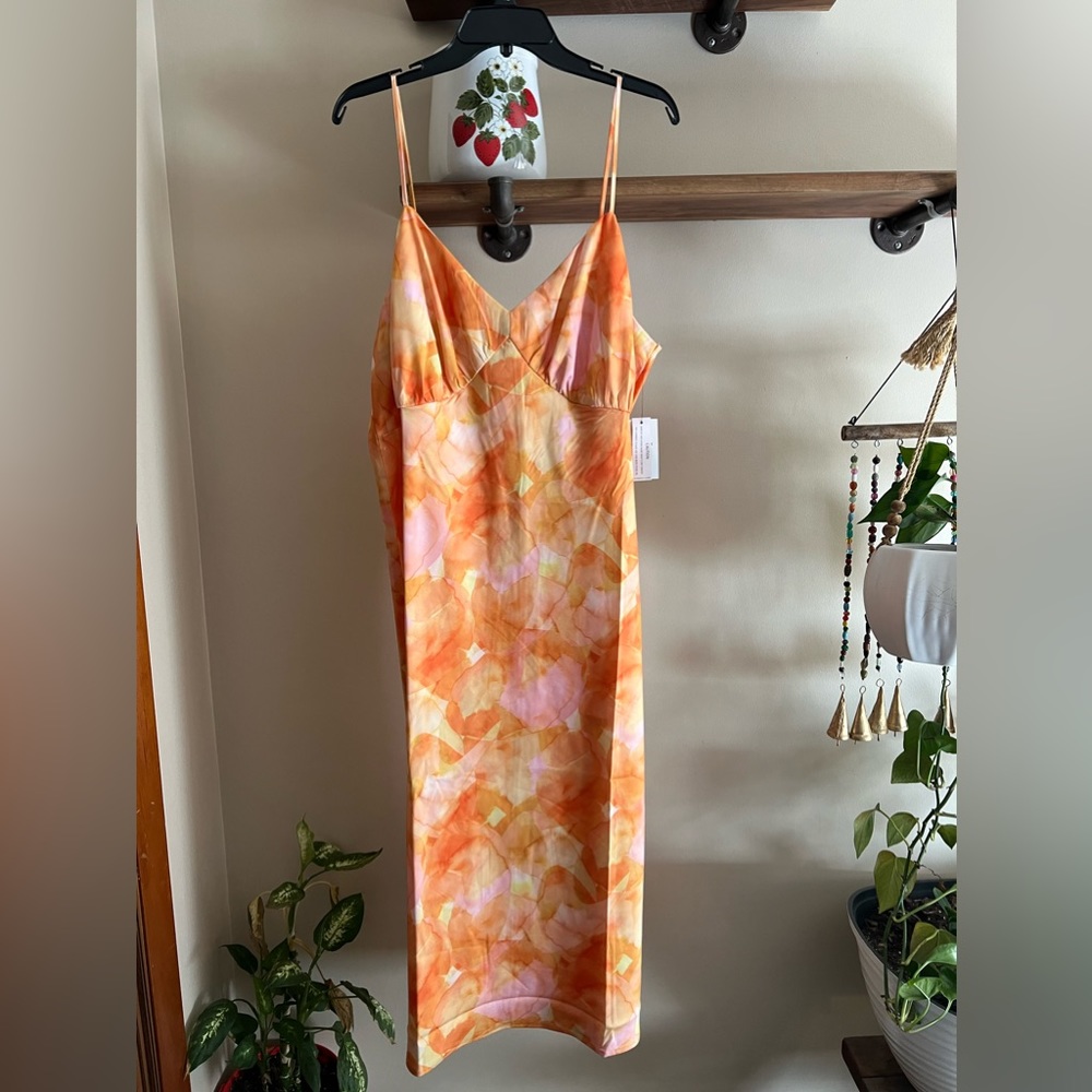 Eloquii Orange and Pink Midi Dress - Picture 4 of 9